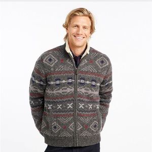 Men's L.L.Bean Classic Ragg Wool Sweater, Full-Zip Sherpa-Lined Fair Isle